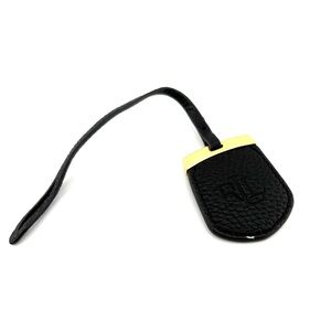 Ralph Lauren RLL Black Leather Luggage / Hang Tag with Gold Accent